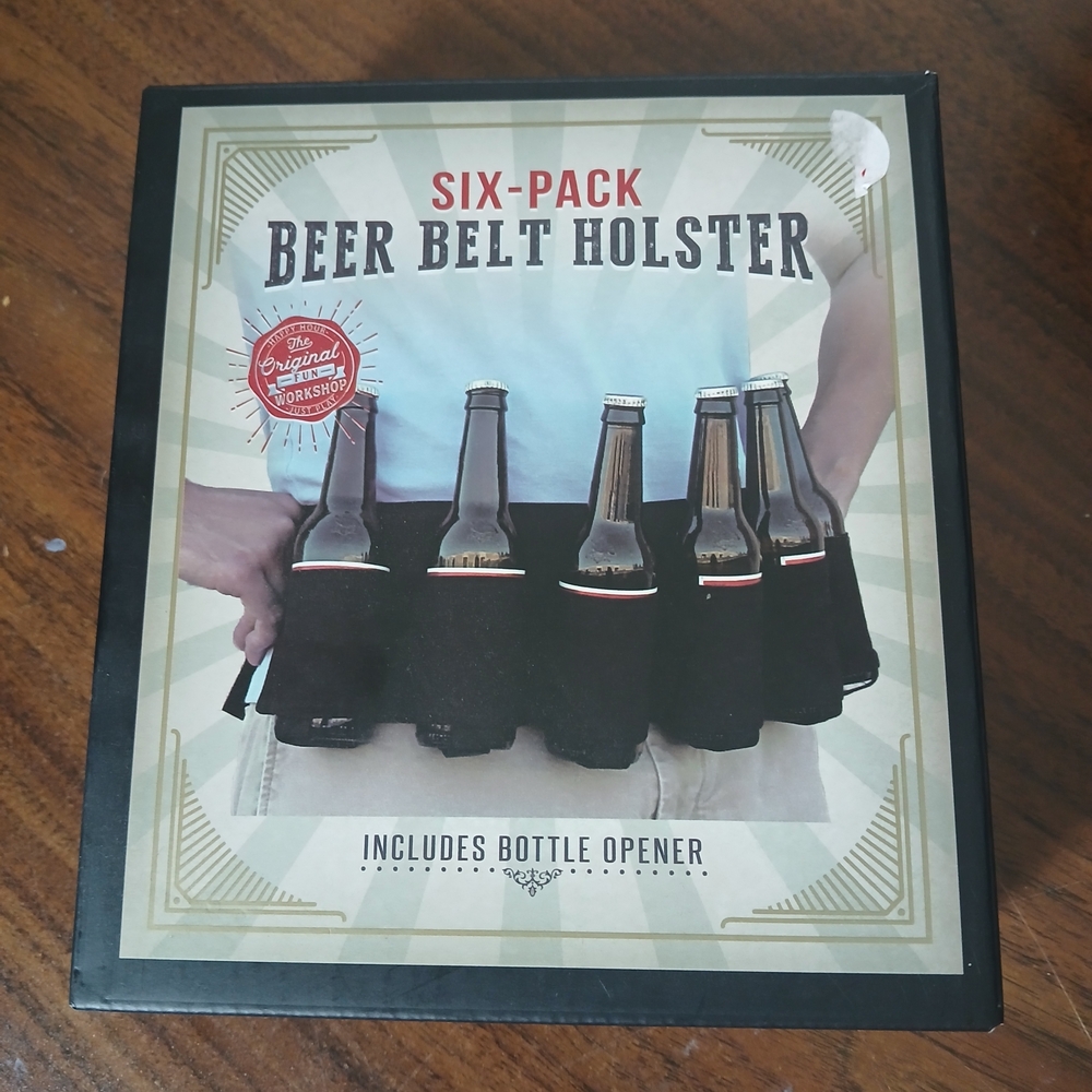Six-Pack Beer Belt Holster with Bottle Opener - Black